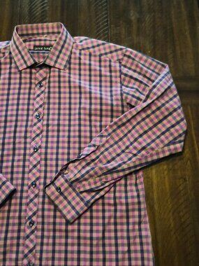 Jared Lang After Hours Men’s Shirt Slim Fit Check Long Sleeve Button Down L G809